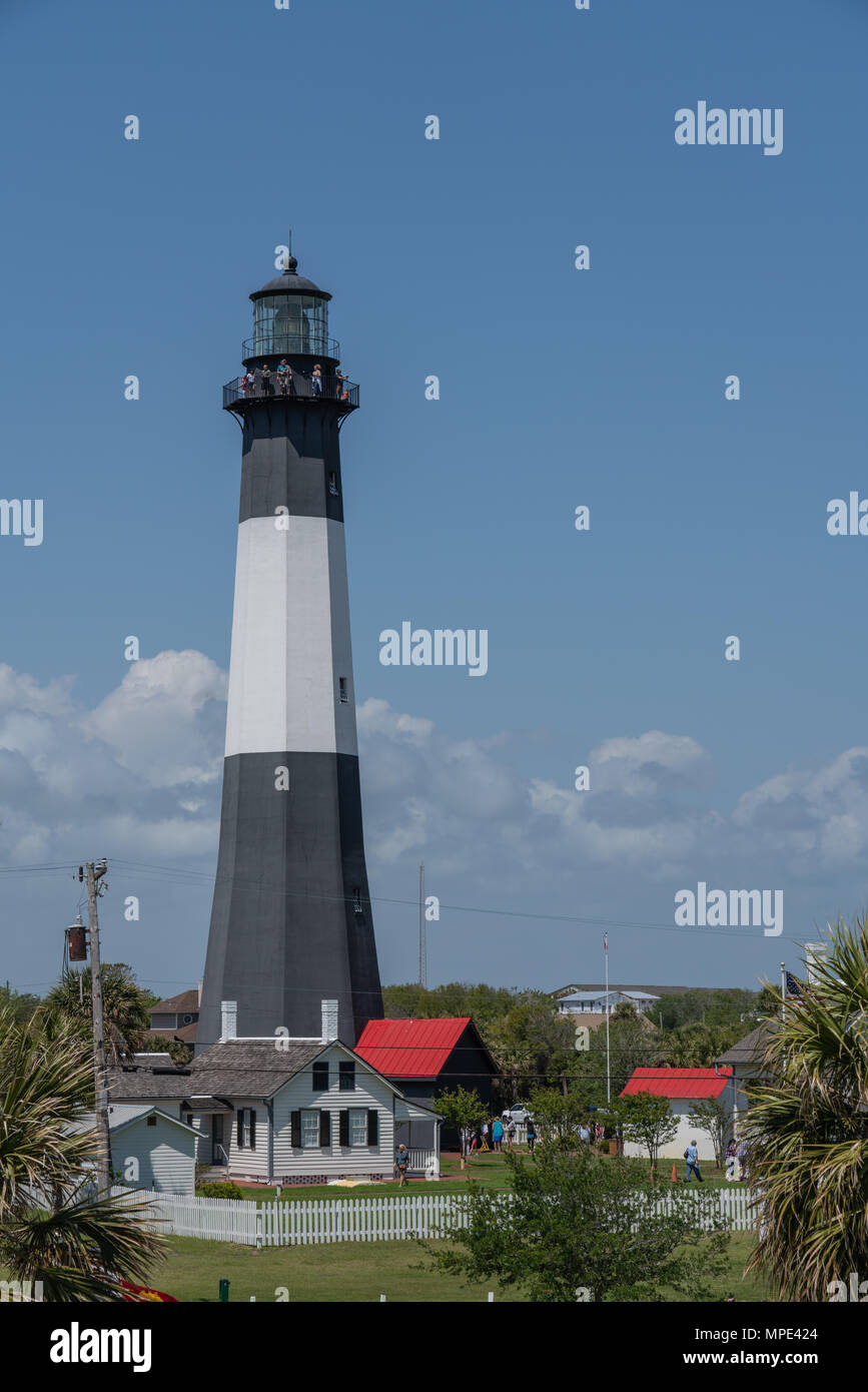 Tybee Island, Georgia - 14. April 2018: Georgia Tybee Insel Licht ist die älteste und größte Leuchtturm. Stockfoto