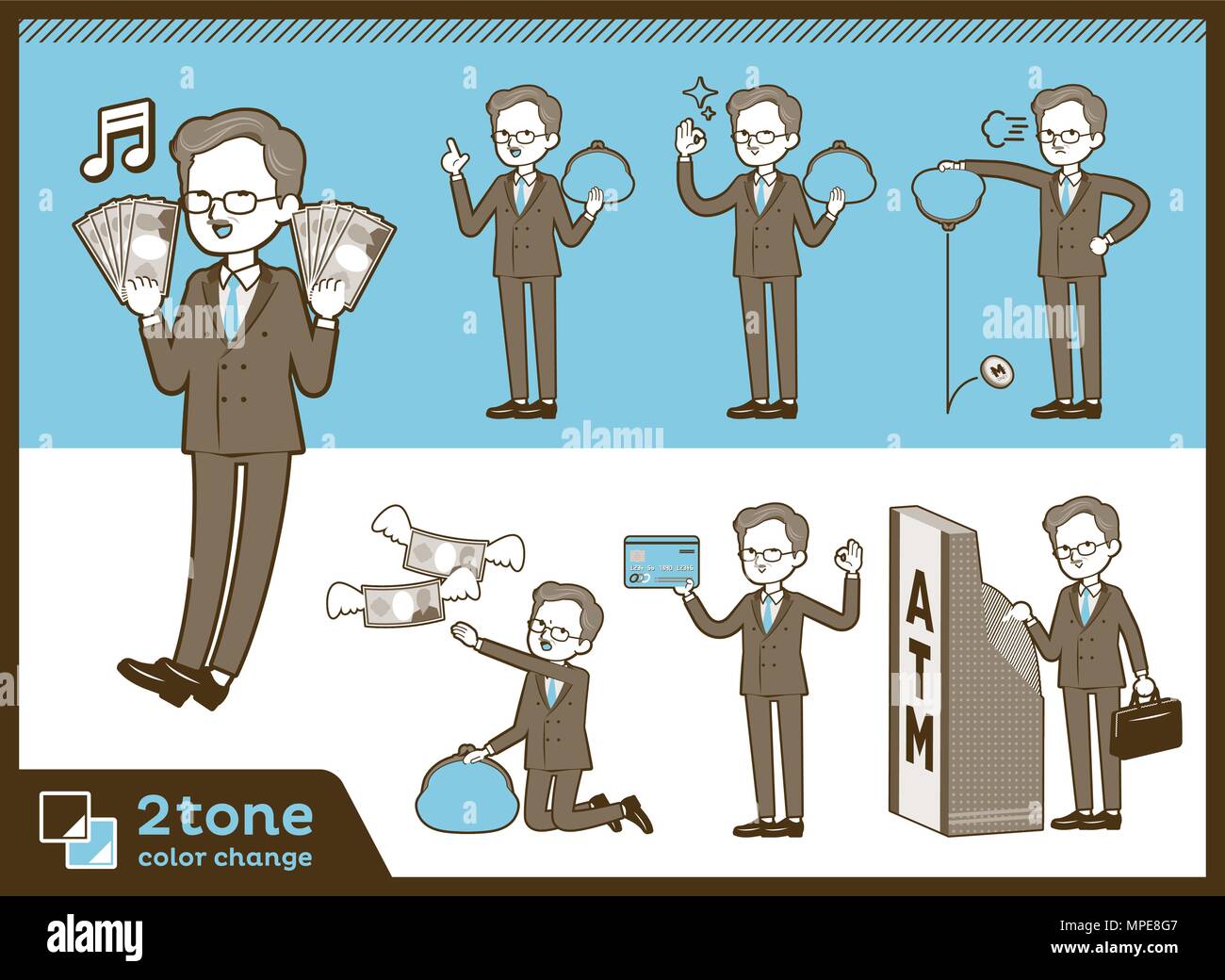 2 Ton vom Typ "Double" für alte Männer set 11. Stock Vektor