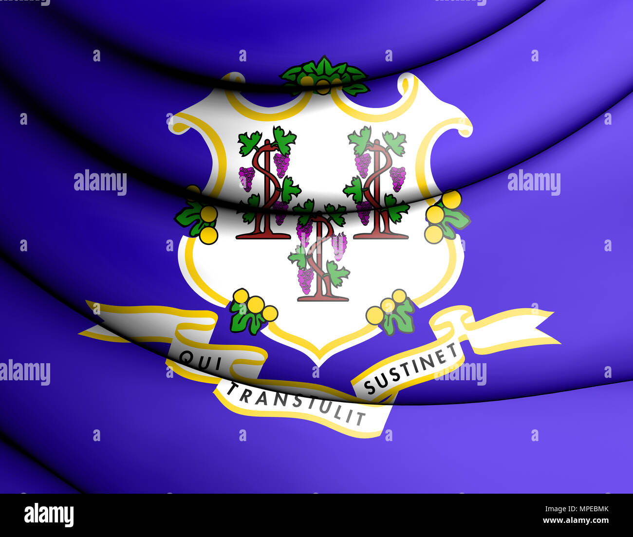 3D Flagge aus Connecticut, USA. 3D Illustration. Stockfoto