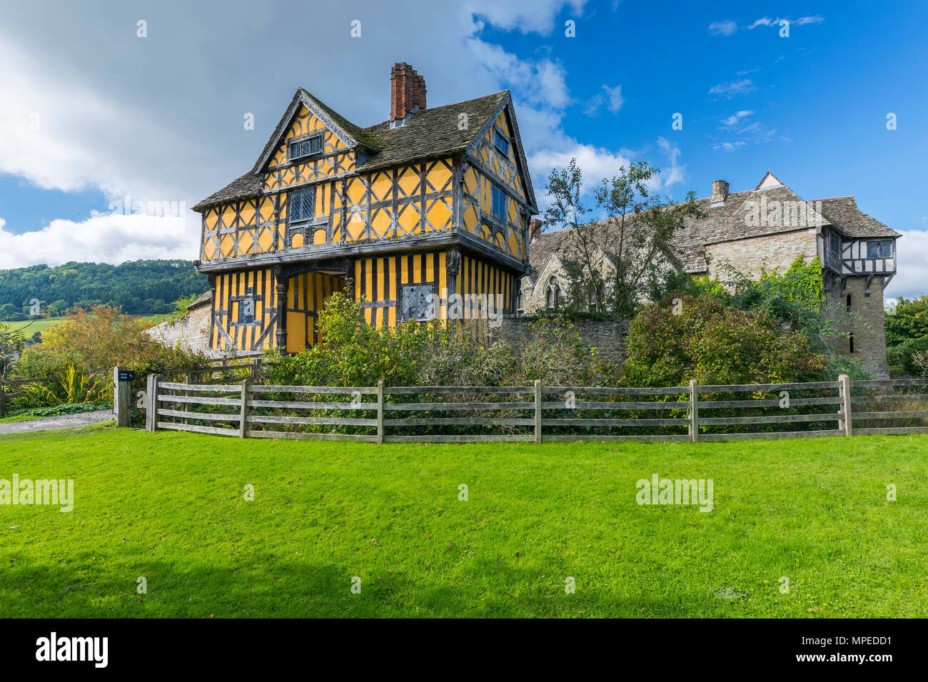 Stokesay Schloss ein befestigtes Herrenhaus, Stokesay, Shropshire, England, Vereinigtes Königreich, Europa. Stockfoto