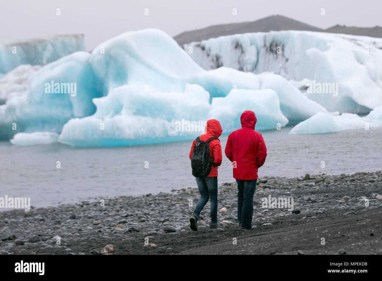 Ice Cap schmelzende Gletscher, Schnee, Eis, Gletscher, Meereis und Permafrost; eine berühmte touristische Lage, die Jokulsar Gletscherlagune, Island, manchmal bekannt als Jokulsarlon, es ist eines der beliebtesten Reiseziele in der ICELANDS. Stockfoto