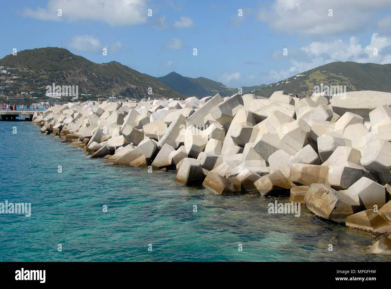 Schutz der Küstengebiete, Philipsburg, St. Maarten, Karibik Stockfoto