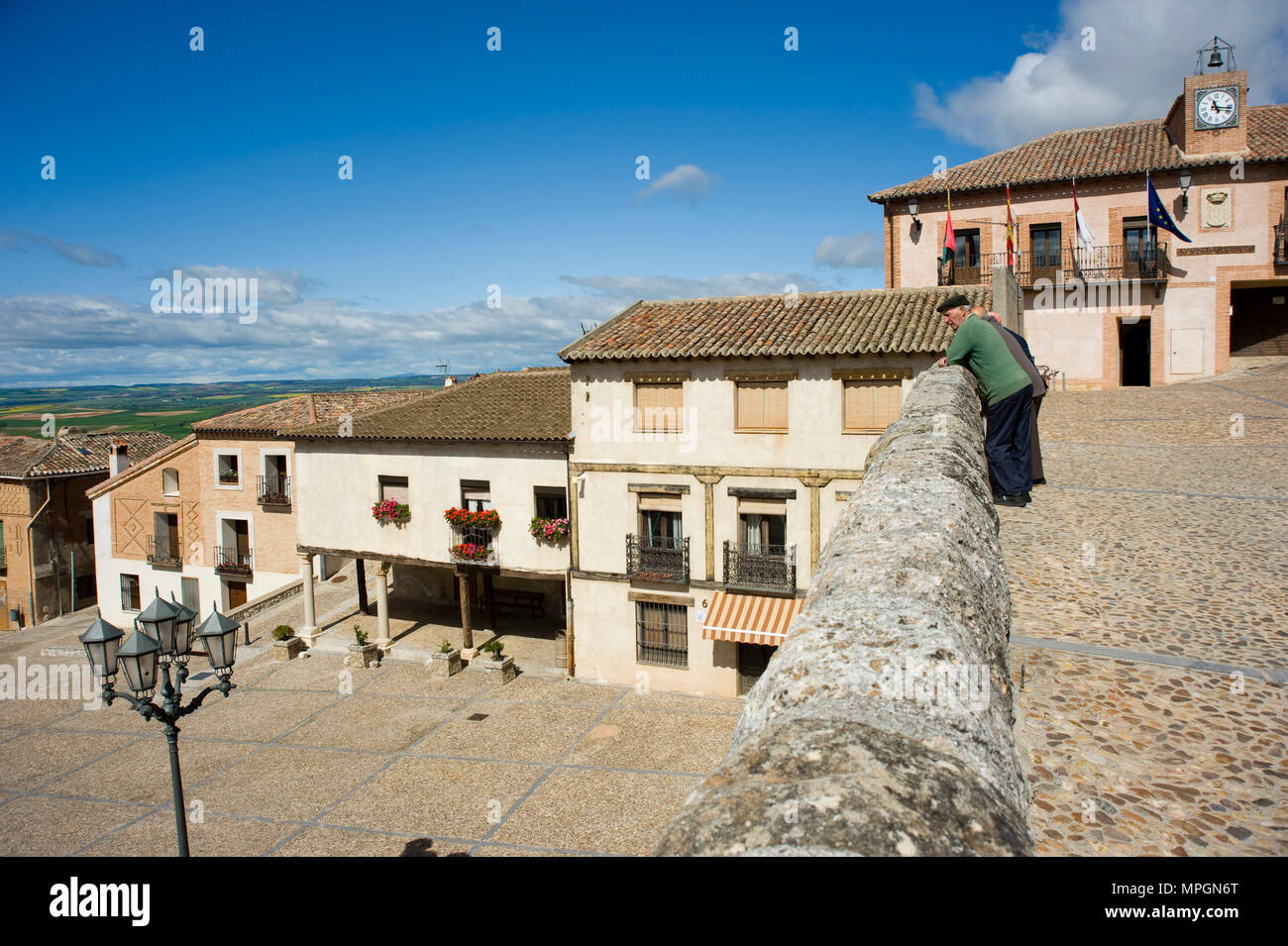 Plaza Mayor o del Arcipreste, HITA, Guadalajara, Spanien. Hauptplatz. Stockfoto