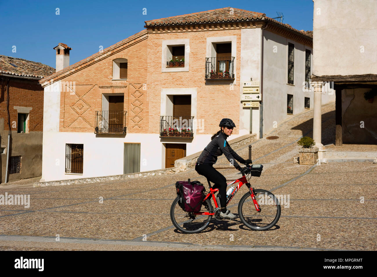 Plaza Mayor o del Arcipreste, HITA, Guadalajara, Spanien. Hauptplatz. Stockfoto