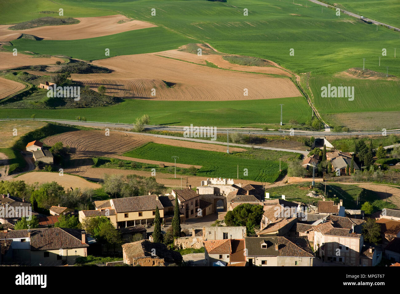 Blick von der Burg. Hita, Guadalajara, Spanien. Stockfoto