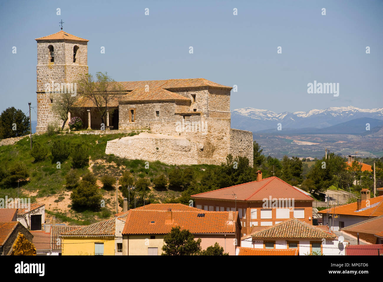 Iglesia de San Miguel Arcangel. Hita, Guadalajara, Spanien. Stockfoto