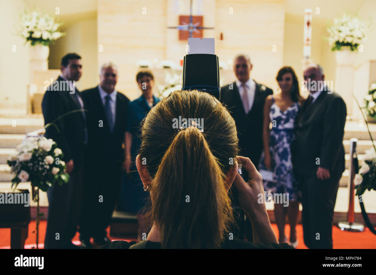 Professioneller Fotograf in einer Hochzeit Stockfoto