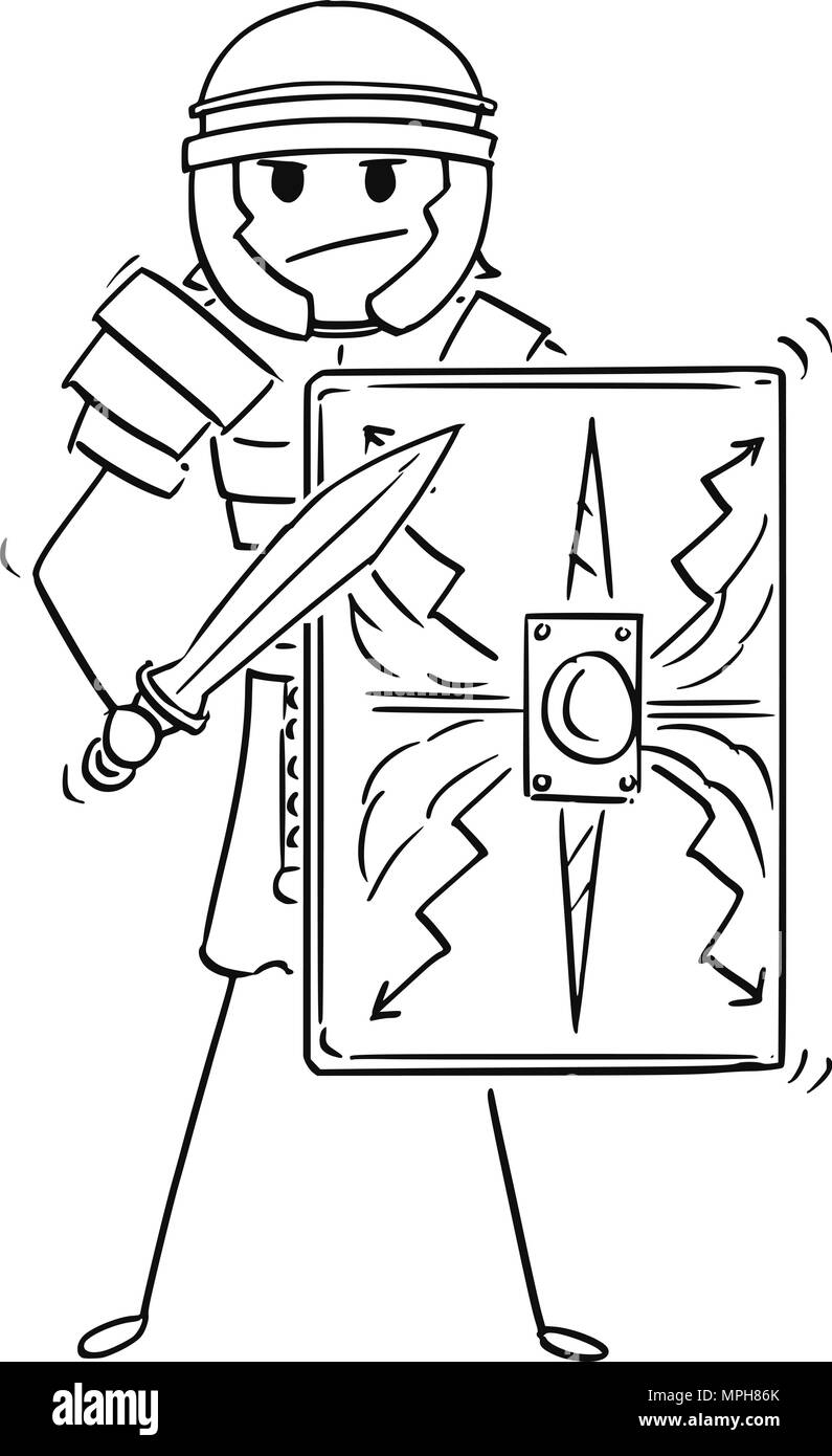 Cartoon des antiken römischen Legionär Krieger Soldat Stock Vektor