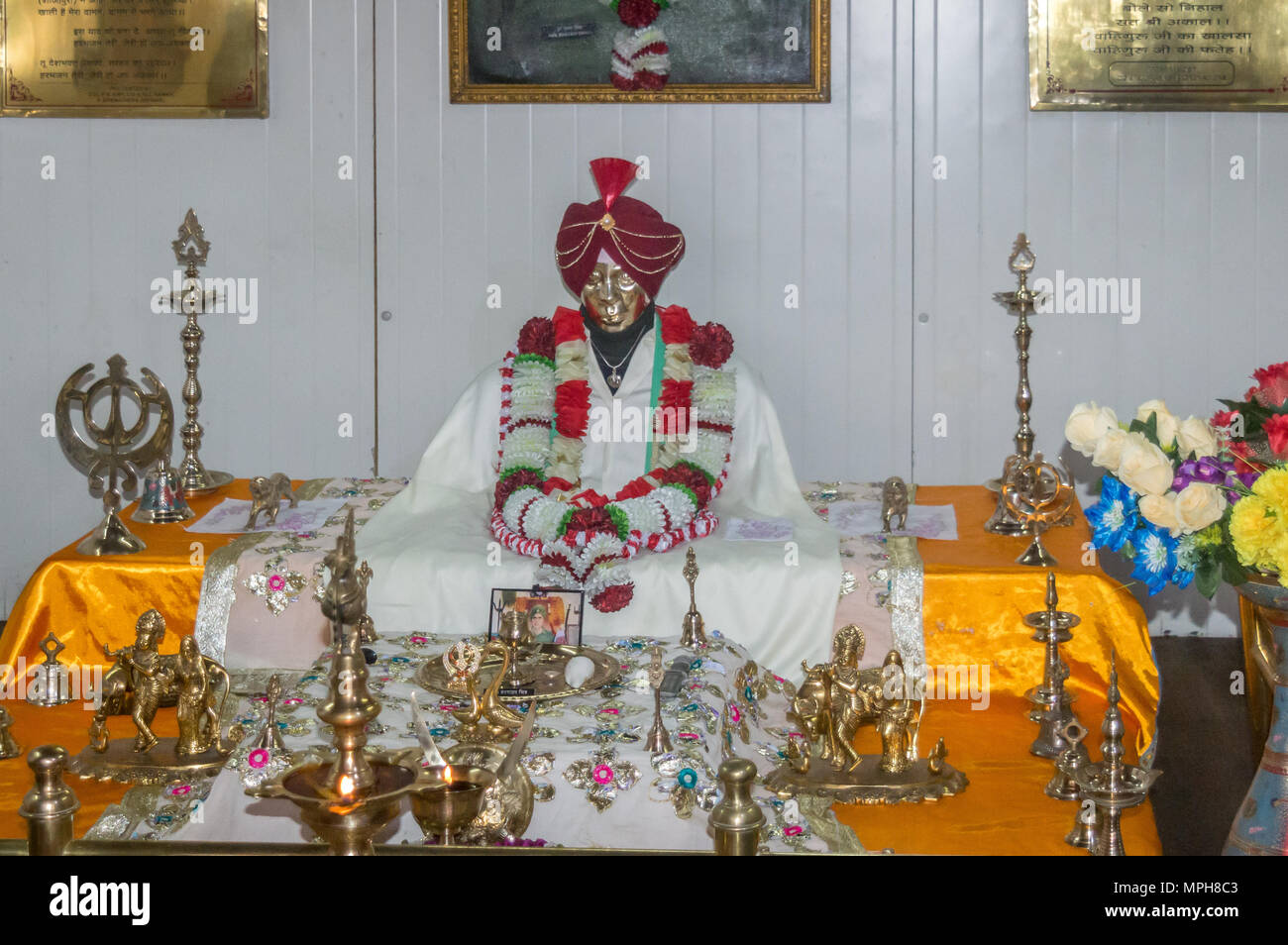 Statue von Baba Harbhajan Singh im Tempel in der Nähe von Nathula, Sikkim, Indien Stockfoto