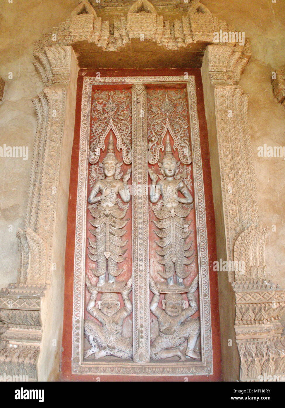 Wat Si Muang oder Simuong Tempel ist ein buddhistischer Tempel in Vientiane, der Hauptstadt von Laos. Reisen in 2013, 8. Dezember. Stockfoto