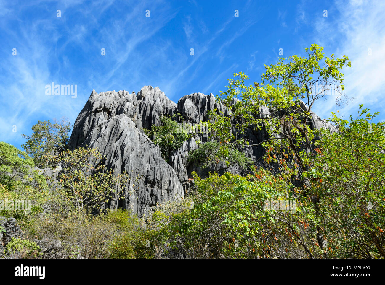 Spektakuläre Kalkstein Felsen in Chillagoe-Mungana Caves National Park, Far North Queensland, FNQ, QLD, Australien Stockfoto