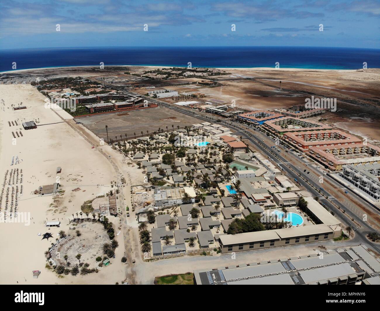 Luftaufnahme der tollen Strand in Cape Verde (Kap Verde) Mai 2018 mit einer Drohne Stockfoto