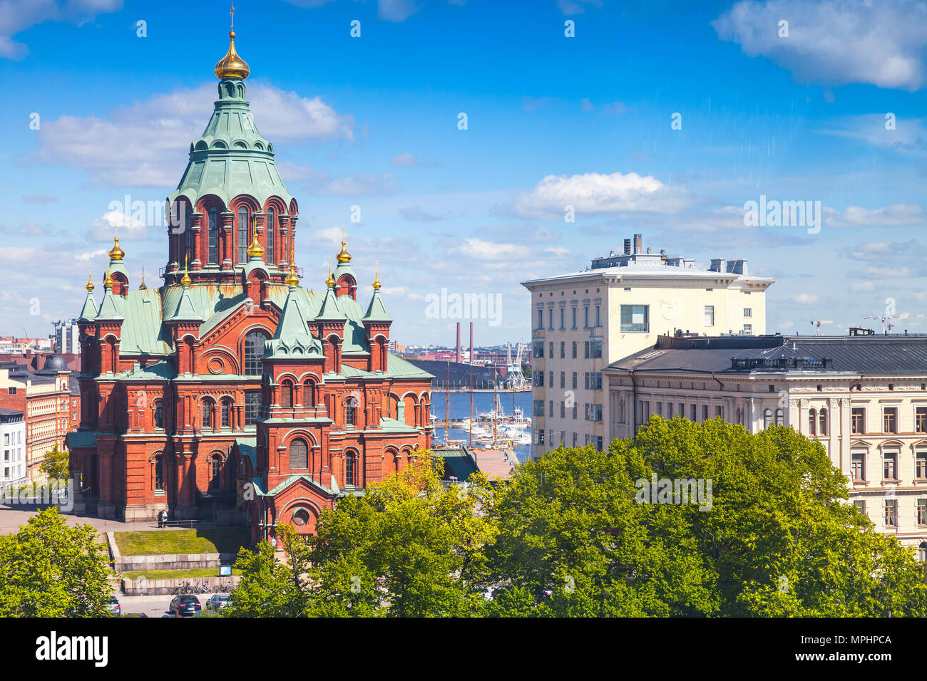 Uspenski Kathedrale. Östlich-orthodoxen Kathedrale in Helsinki, Finnland, gewidmet der Entschlafung der Gottesgebärerin, wurde 1862-1868 gebaut Stockfoto