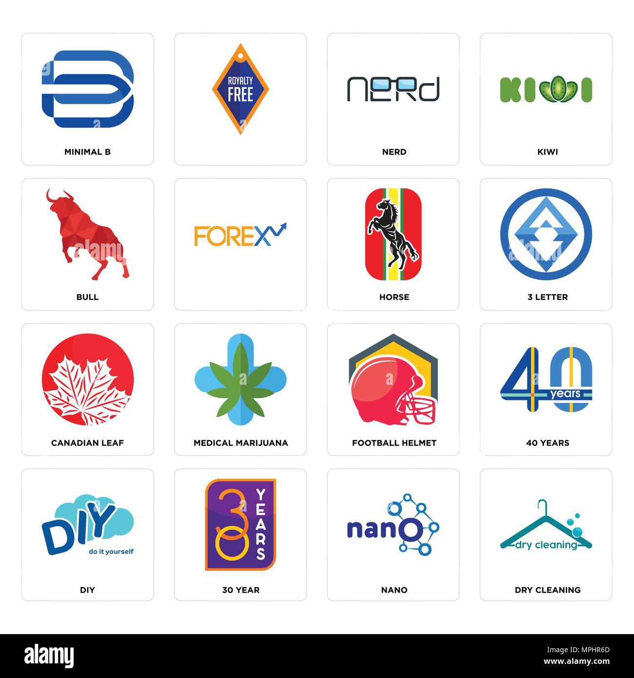 16 Einfache editierbare Ikonen wie chemische Reinigung, nano, 30 Jahr, DIY,  40 Jahre, minimale b, Bull, kanadische Blatt, Pferd für mobile, Web  verwendet werden Stock-Vektorgrafik - Alamy