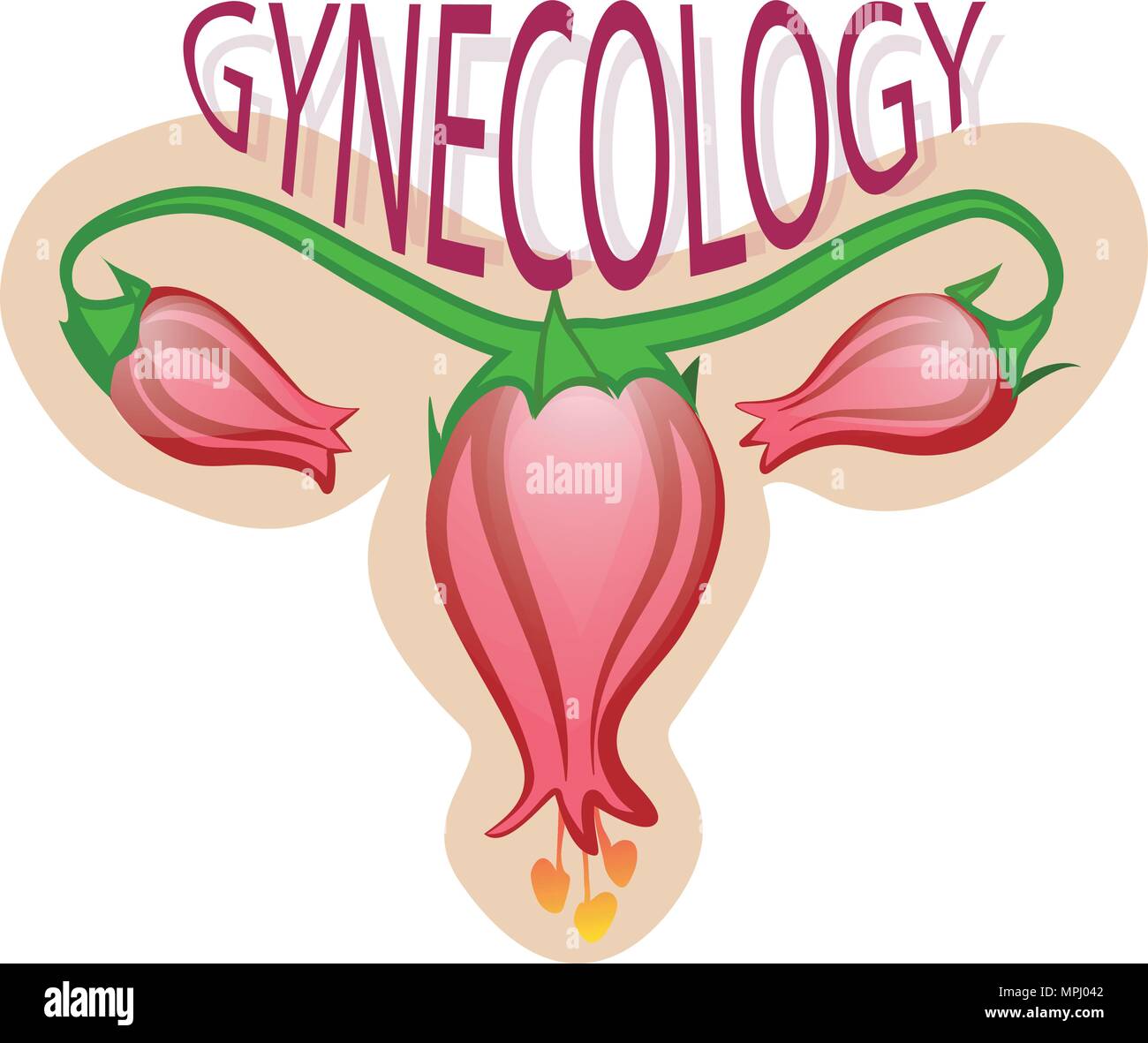 Abbildung: Gynäkologie logo, Blumen, Eierstöcke. Symbol Stock Vektor