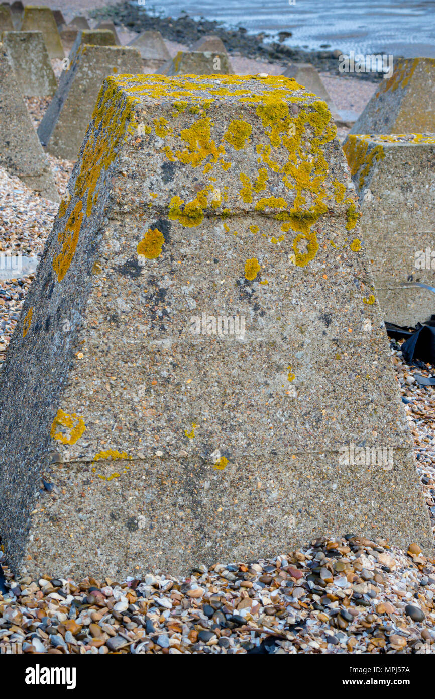 Küstenschutz auf der Isle of Grain, Kent Großbritannien aus dem 2. Weltkrieg gegen einen Einmarsch der Nazis in Großbritannien zu verteidigen. Stockfoto