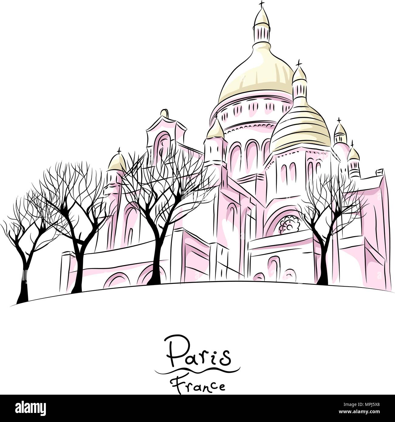 Vektor Skizze des Sacre Coeur in Paris, Frankreich Stock Vektor