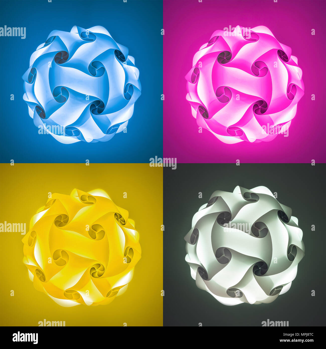 Glühende polygonalen Lampenschirm. Geometrische Muster. CMYK-Farben Stockfoto