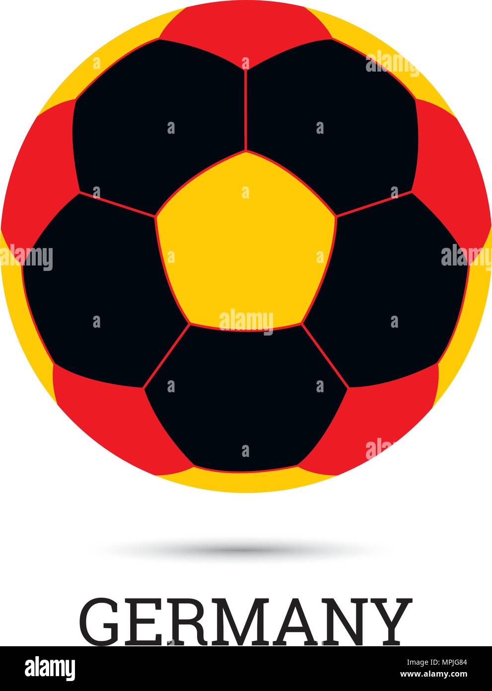 Soccer ball mit der Deutschen nationalen Farben und Wappen Vector Illustration Stock Vektor