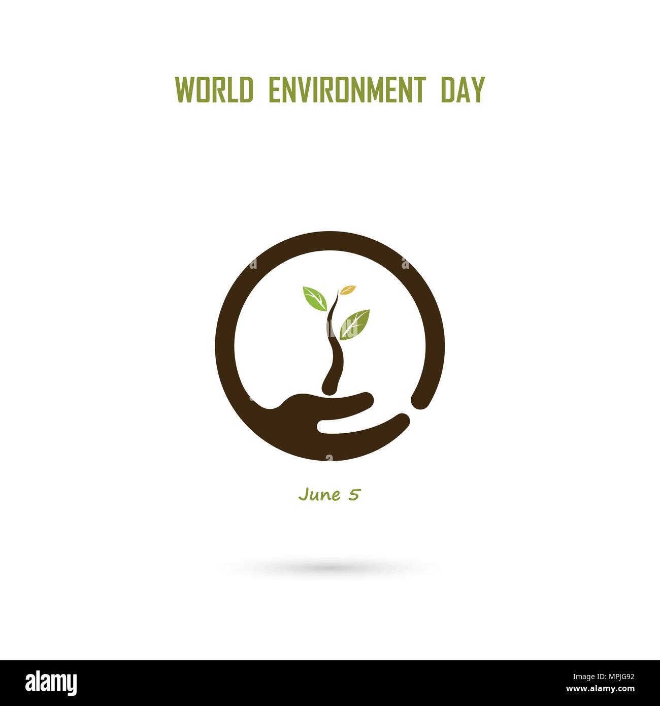 Die menschliche Hand und Baum Symbol. Tag der Umwelt Konzept Vektor logo Vorlage. Juni 5st World Environment Day Konzept. Tag der Umwelt Awaren Stock Vektor