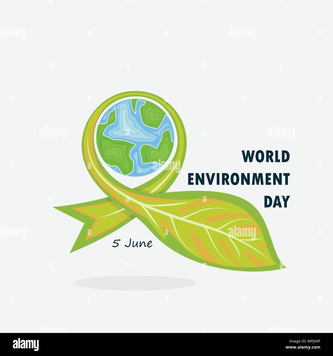 Globus und Blatt unterschreiben. Tag der Umwelt Konzept Vektor logo Vorlage. Juni 5st World Environment Day Konzept. Tag der Umwelt Bewusstsein Stock Vektor