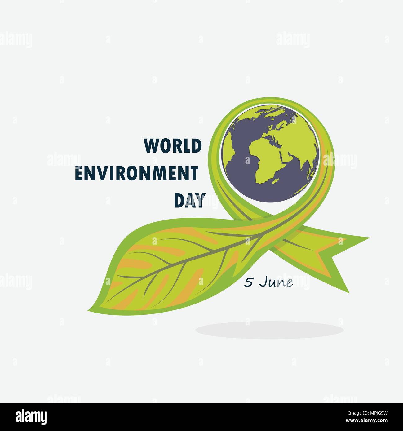 Globus und Blatt unterschreiben. Tag der Umwelt Konzept Vektor logo Vorlage. Juni 5st World Environment Day Konzept. Tag der Umwelt Bewusstsein Stock Vektor