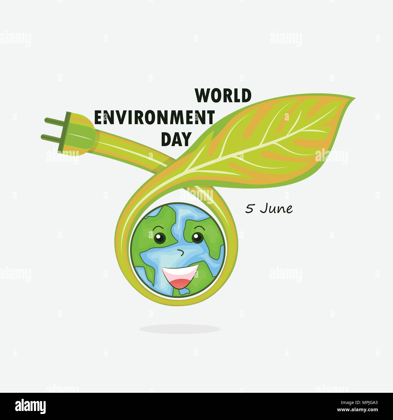 Globus und Blatt unterschreiben. Tag der Umwelt Konzept Vektor logo Vorlage. Juni 5st World Environment Day Konzept. Tag der Umwelt Bewusstsein Stock Vektor