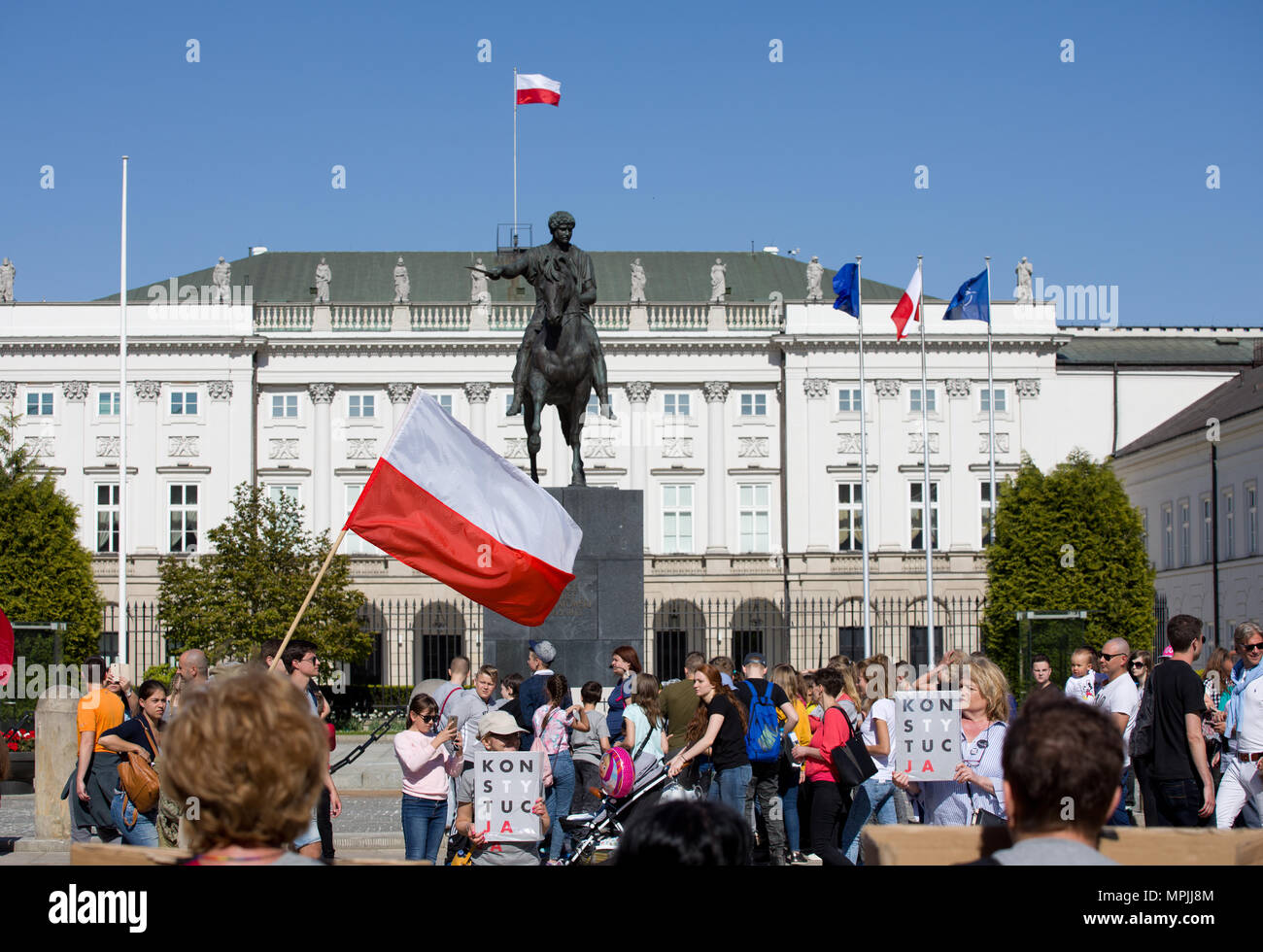 Demokratie Defense Committee - Demonstration in Warschau in der Nähe der Präsidentenpalast, 5. Mai 2018 Stockfoto