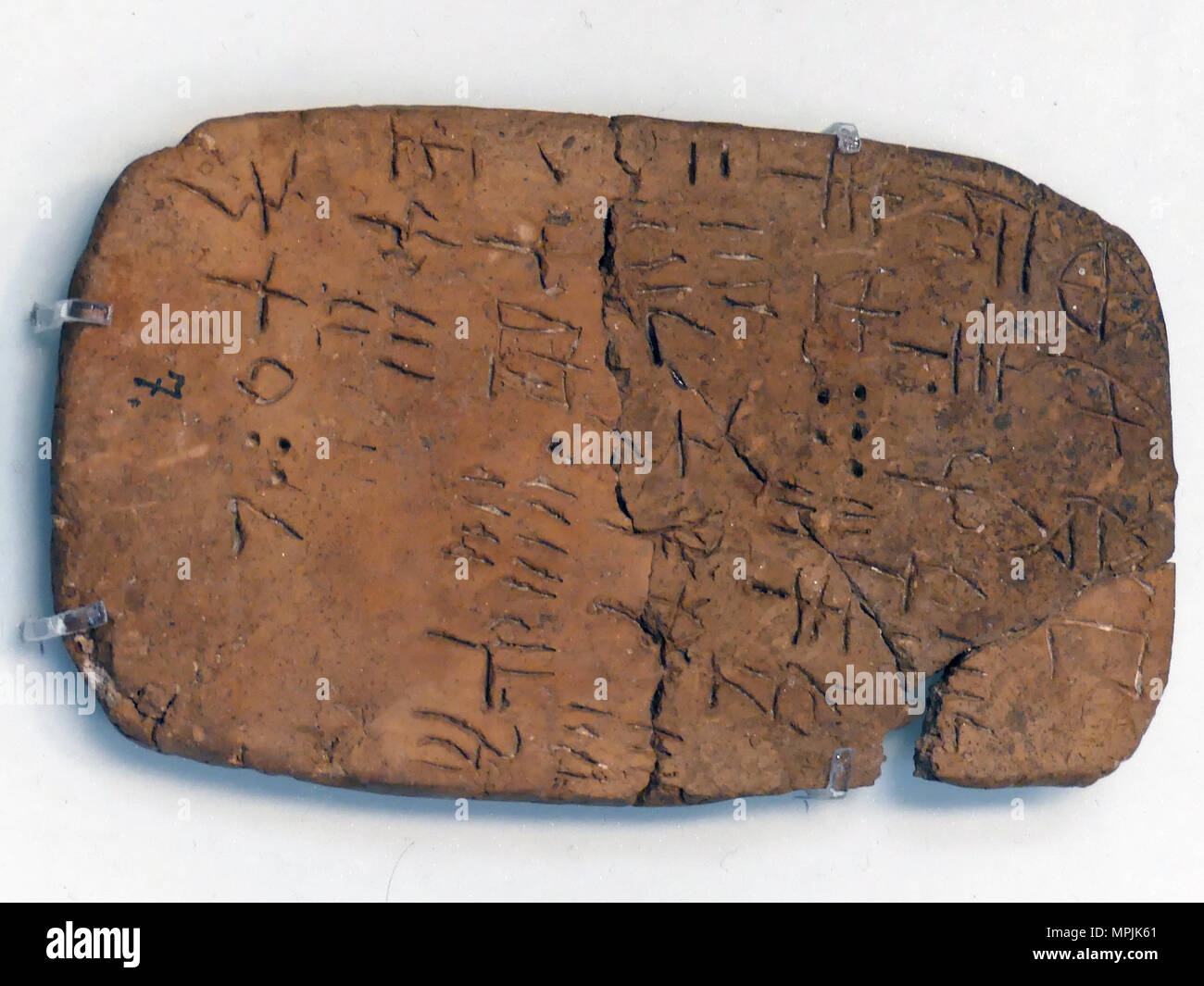 Kreta Tontafeln mit Linear-B-Schrift in Heraklion Museum. Foto: Tony Gale Stockfoto