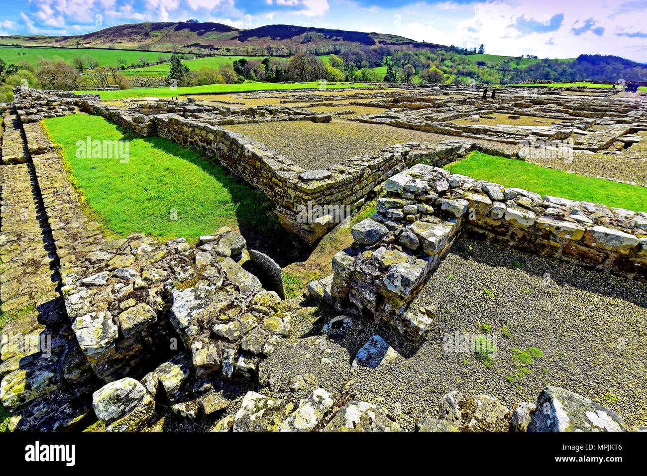 Vindolanda Roman Fort und Museum Northumberland römischen Wohnräumen Stockfoto