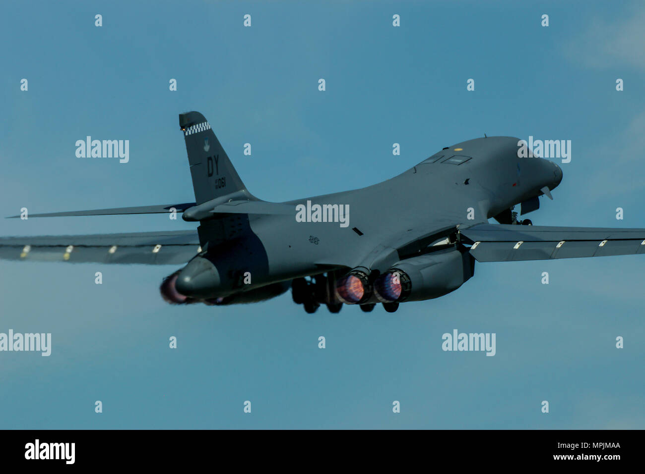 Rockwell B-1 B Lancer Bomber Jet Flugzeug der United States Air Force USAF. Supersonic Variable sweep Swing wing nukleare Bomber. Von Dyess AFB Stockfoto