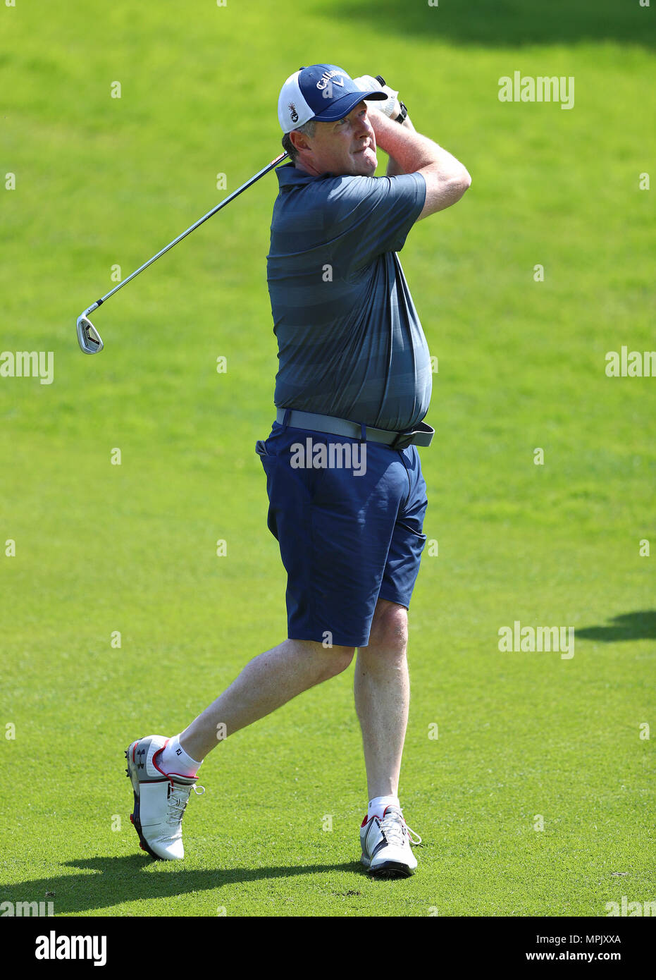 Piers Morgan während des Morgens für die BMW PGA Championship 2018 bei Wentworth Golf Club, Surrey. Stockfoto
