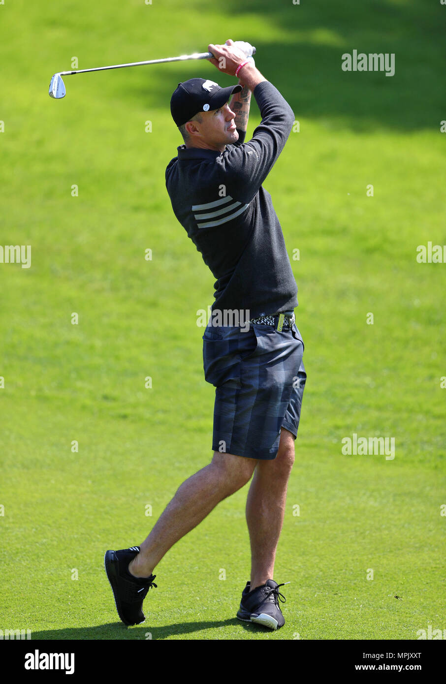 Kevin Pietersen während des Morgens für die BMW PGA Championship 2018 bei Wentworth Golf Club, Surrey. Stockfoto