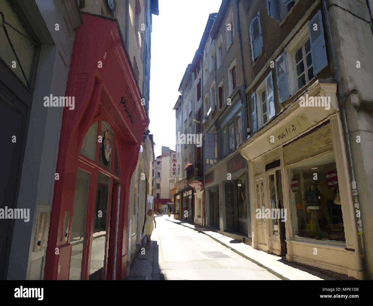 Seitenstraße in Limoges, Frankreich. Stock Vektor