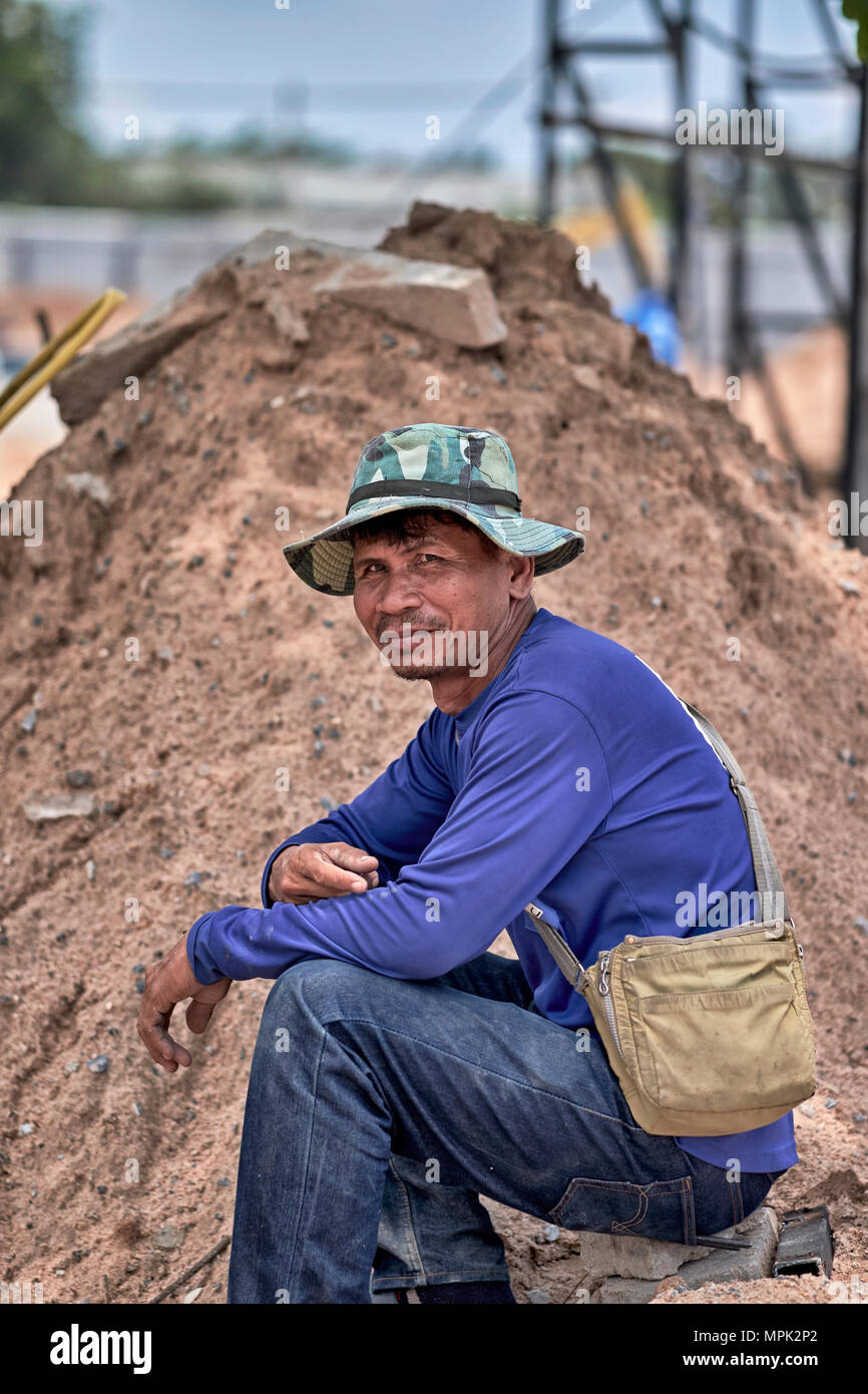 Baustellenarbeiter, Baustelle Thailand, Stockfoto