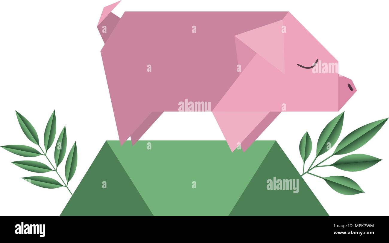 Schwein origami Papier in das Feld Stock Vektor