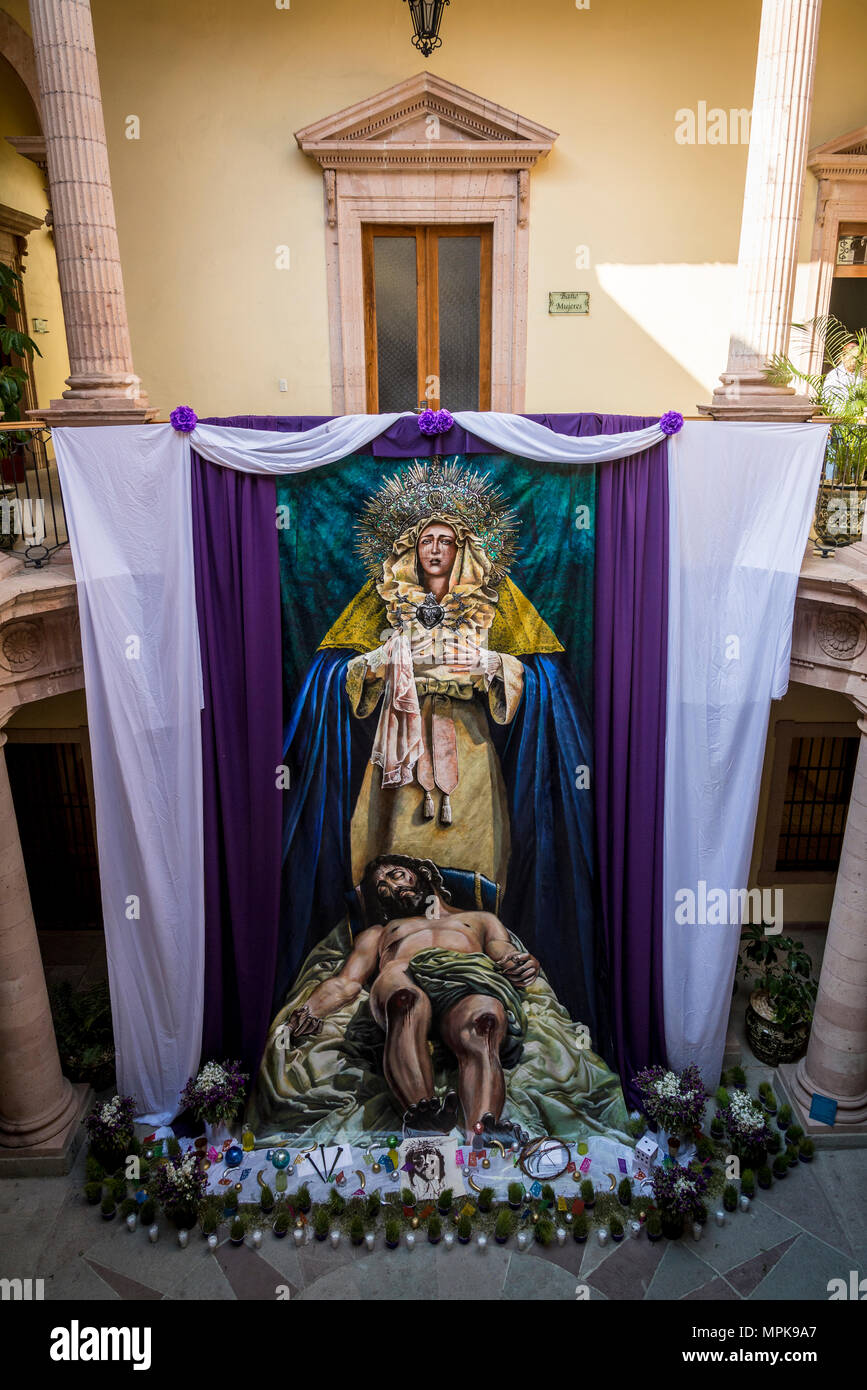 Religiösen Bildes für Ostern, das Museum Casa del Conde Rul Haus des Grafen Rul, Stadt im zentralen Mexiko Stockfoto