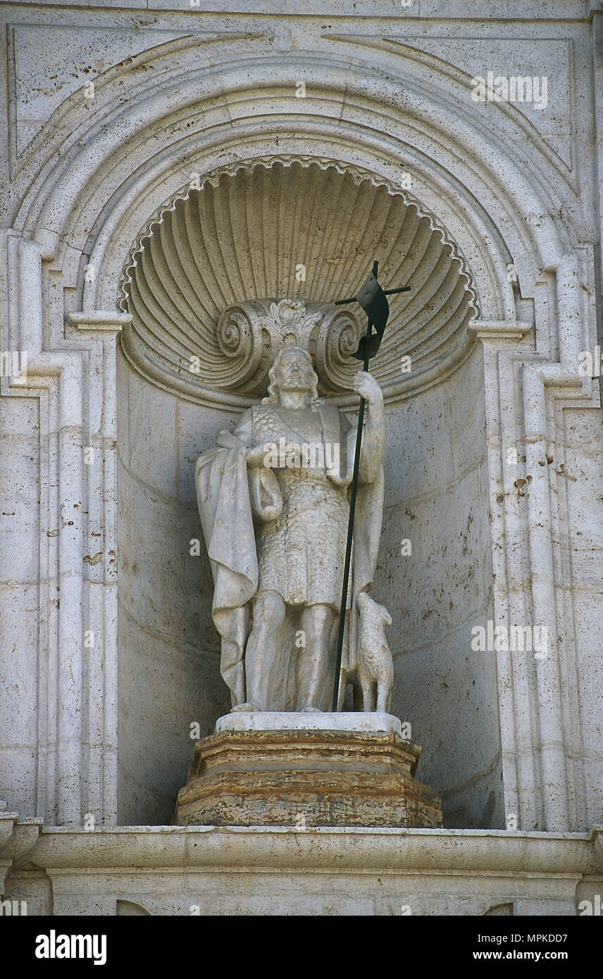 Johannes der Täufer. Er war ein jüdischer Wanderprediger im frühen 1. Jahrhundert AD. Skulptur. Kirche von Johannes dem Täufer, 1777. Chiva, Provinz Valencia, Spanien. Stockfoto