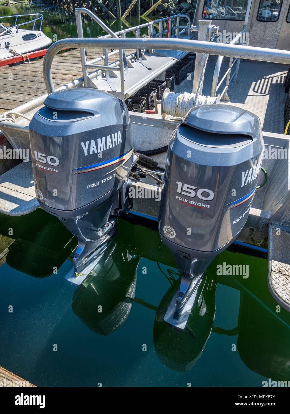 Twin 150 PS Yamaha Aussenbordmotoren auf Boot Hornby Island, BC