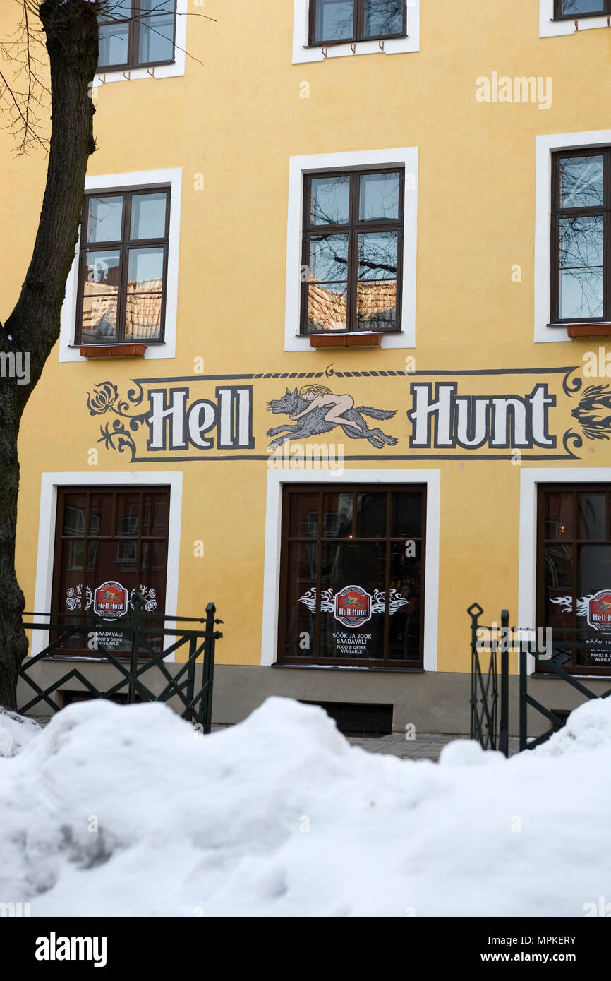 Pub namens Hölle Jagd (sanfte Wolf) auf Pikk, Linn, Tallinn, Estland Stockfoto