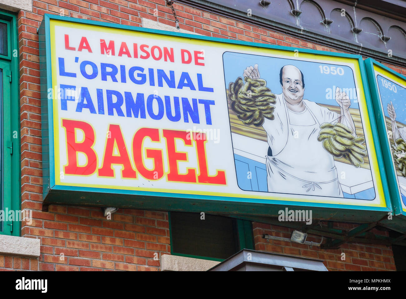 Montreal Kanada, Provinz Quebec, Avenue Fairmount, Fairmount Bagel Bakery, Schild, Canada070706013 Stockfoto