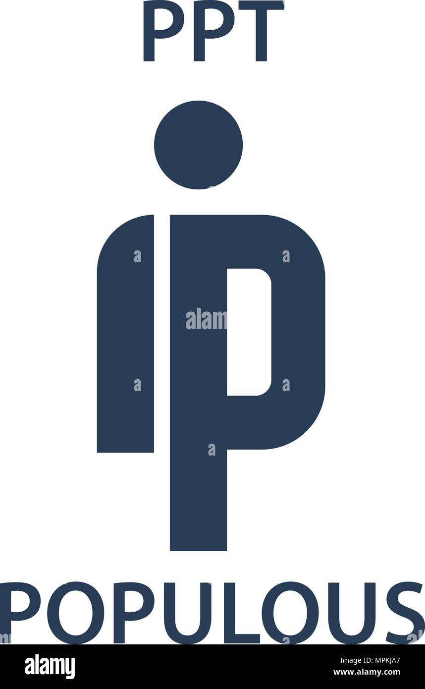 Populous Münze cryptocurrency blockchain Symbol. Virtuelle elektronische, Internet Geld oder cryptocoin Symbol, Logo Stock Vektor