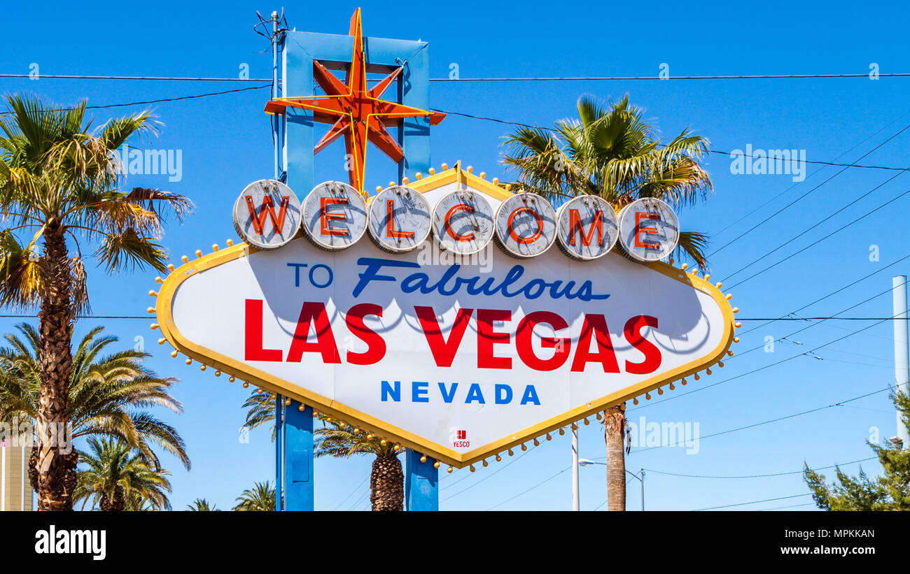 Berühmtes Schild „Willkommen im fabelhaften Las Vegas Nevada“ Stockfoto