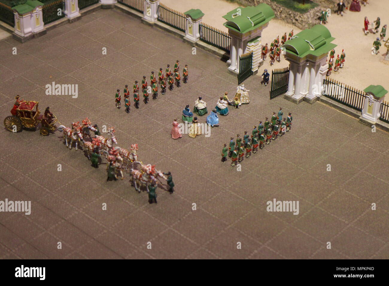 Hofstaat eine Königin Guard im Palace miniatur Layout Stockfoto