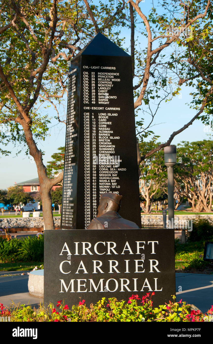 Flugzeugträger Memorial, Tuna Harbor Park, San Diego, Kalifornien Stockfoto