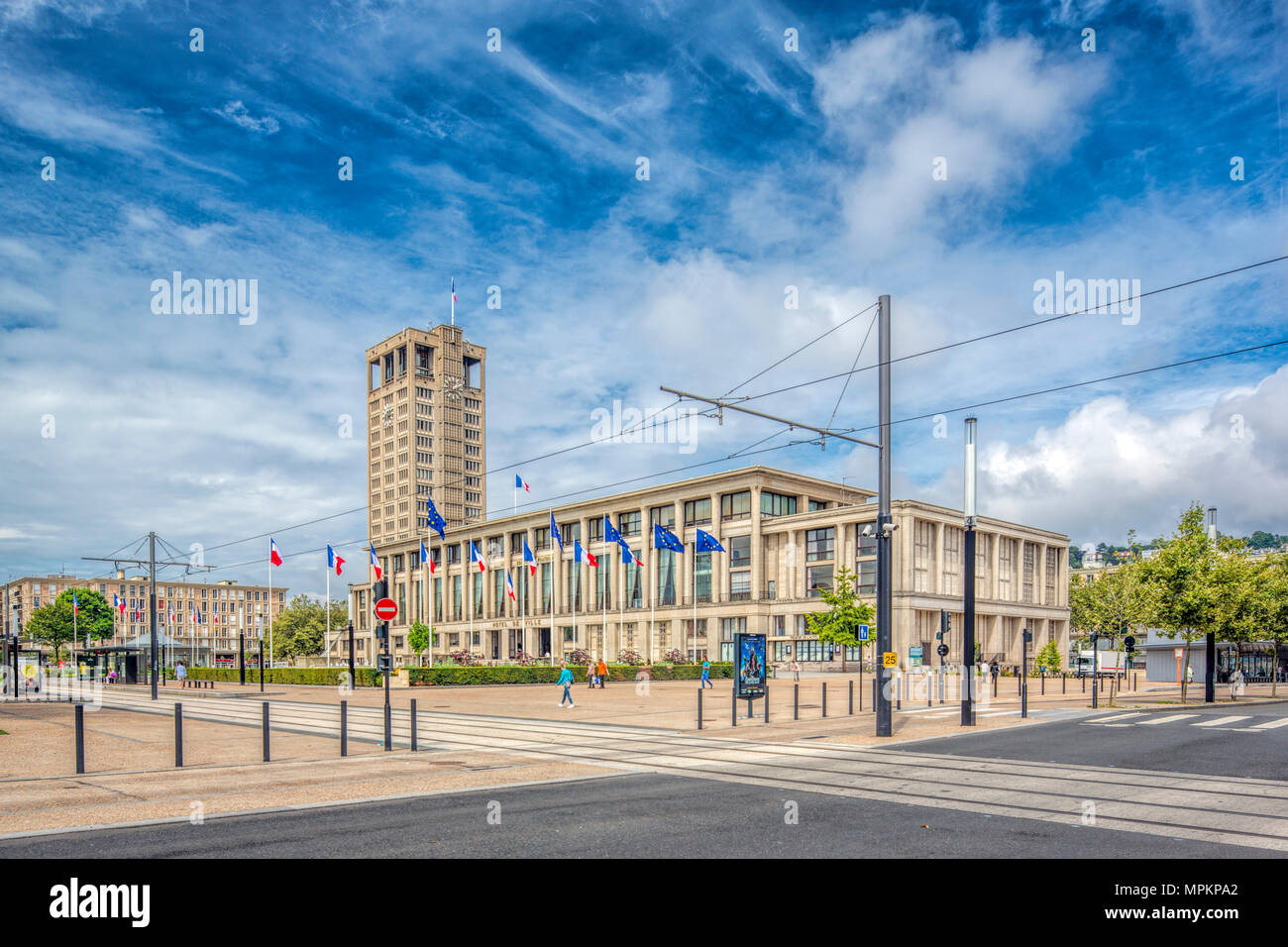 Hotel de Ville (Rathaus), Le Havre, Frankreich. Stockfoto