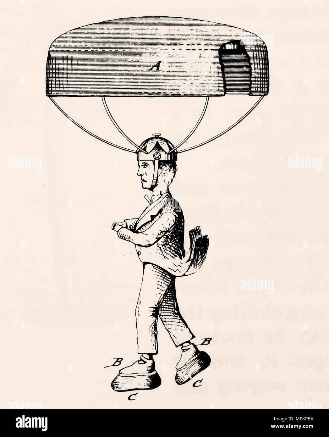 Persönliche Fire-Escape mit Landung Schuhe patentierte 1879 von Benjamin B. Oppenheimer von Trenton, Tennessee. Us-Patent Nr. 221,855 Stockfoto