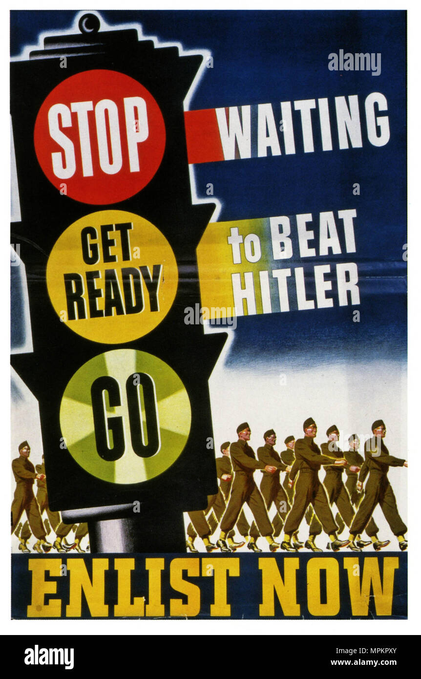 Us WWII Vintage Propaganda Poster - machen Sie sich bereit zu schlagen Hitler Stockfoto