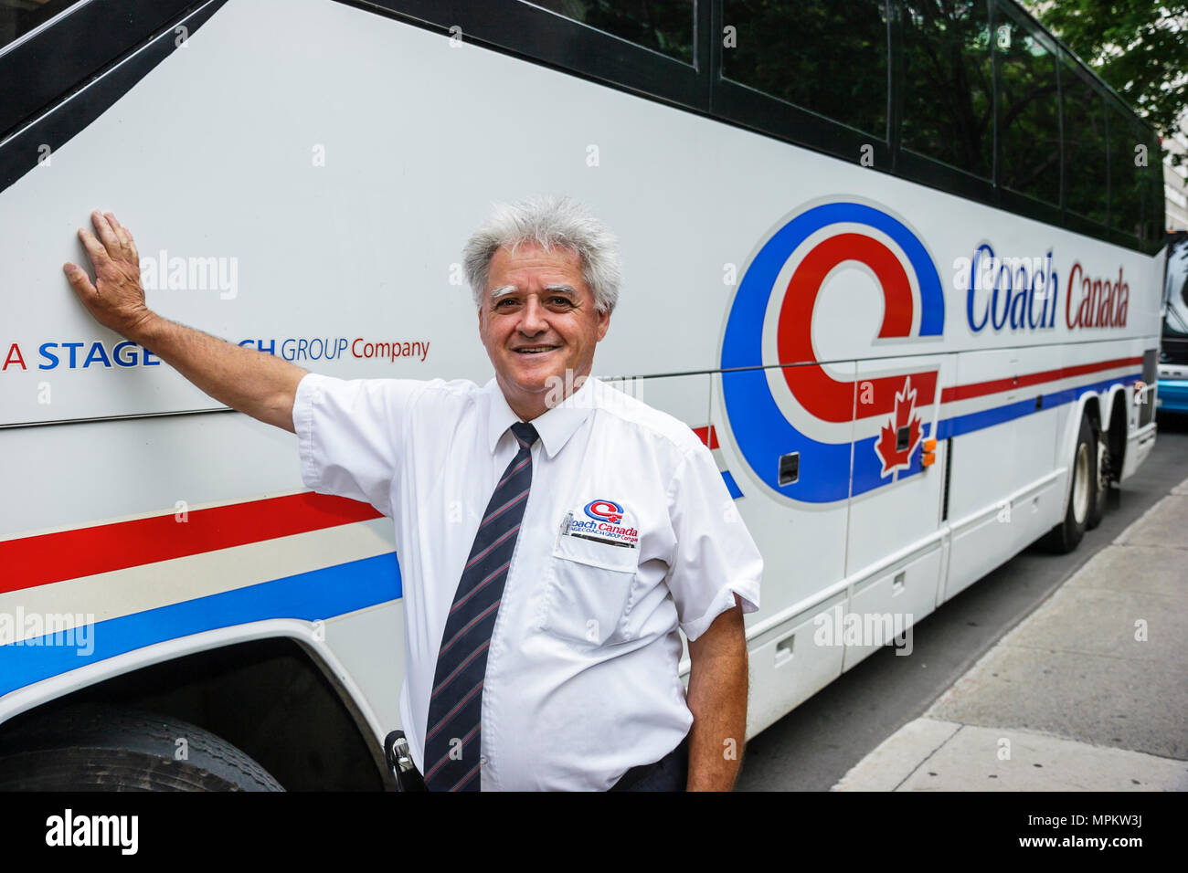 Montreal, Kanada, Provinz Quebec, Boulevard Rene Levesque, Fairmont Queen Elizabeth, Hotel, Männer, Fahrer des Reisebusses, Kanada070707009 Stockfoto