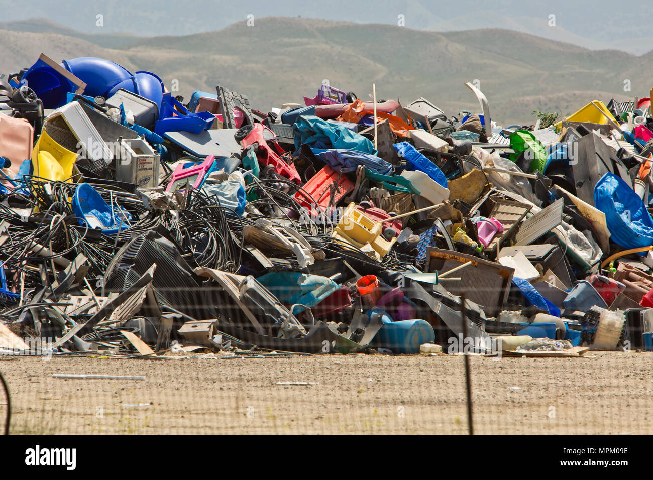 Recycling auslassen Kunststoffprodukte, Mülldeponie. Stockfoto